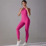 Sexy Hollow Backless Scrunch Sporty Jumpsuit Raises Butt Woman Gym Set One Piece Sport Suit Sleeveless Zip Yoga Fitness Overalls - Image 2