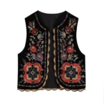 Vintage Women's Flower Embroidered Vest O Neck Sleeveless Cardigan Top 2025 Summer New Versatile Chic Woman Waistcoat - Image 6