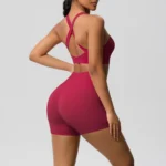 2PCS Sportswear With Pocketed Yoga Set Gym Clothes Yoga Suits For Women Tracksuits Sports Shorts Crossover Bra Gym Leggings - Image 6