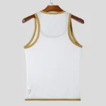 New Men Mesh Tank Tops Summer 2025 Clubwear Casual Vest U Neck Sleeveless Contrast Color Fishnet T-shirt Comfortable Chic Tees - Image 3