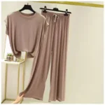 Modal Loose Homewear set O-neck Tshirts short sleeves and Wide leg pants Casual streetwear suit all match - Image 6