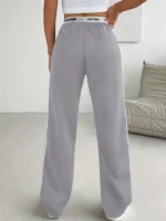 Side Stripe Wide Leg Sweatpants - "CULTURE" Print Waistband Casual Pants for Women - Image 5