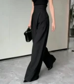 New Black Trousers Spring Summer Women Leisure Commuting High Waist Suit Wide Leg Pants Fashion Versatile Straight Pants - Image 4