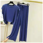 Modal Loose Homewear set O-neck Tshirts short sleeves and Wide leg pants Casual streetwear suit all match - Image 5