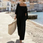 Fashion Streetwear Jumpsuits for Woman Spring Off Shoulder Batwing Sleeve Wrap Tie Waist Rompers Elegant Wide Leg Overalls Mujer - Image 4