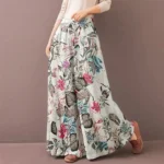 Floral Print Wide Leg Women Pants Spring Drawstring Bohemia Trousers Lady Casual Loose Elastic Waist Pantalonsw Plus Size - Image 5