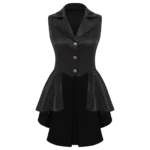 Women Sleeveless Vests Steampunk Victorian Costumes Waistcoat Jacket Top Turn-Down Collar Tuxedo Tank Top Cosplay Gothic Outfit - Image 4