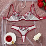 Contrast Lingerie Fancy Lace Set Woman 2 Pieces Women Underwear Embroidery Beautiful Bra And Panty Sets - Image 2