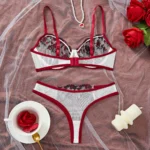 Contrast Lingerie Fancy Lace Set Woman 2 Pieces Women Underwear Embroidery Beautiful Bra And Panty Sets - Image 4
