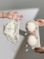 MOYISU Tushy Viral Cute Bralette Wireless Summer Bra for Teens, Anti Sagging Small Chest No Underwire Kawaii Style Lingerie Set - Image 3