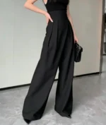 New Black Trousers Spring Summer Women Leisure Commuting High Waist Suit Wide Leg Pants Fashion Versatile Straight Pants - Image 3