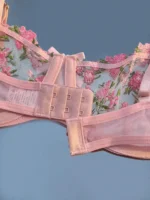 New Pink Transparent Bra Women Lingerie Set Ladies Embroidery Floral Bras Underwear Sets - Image 5