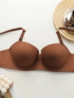 New Hot Selling Solid Color Daily 2-piece Set with Steel Rim push up Bra for Women Underwear Set J2611 - Image 3