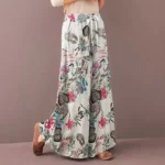 Floral Print Wide Leg Women Pants Spring Drawstring Bohemia Trousers Lady Casual Loose Elastic Waist Pantalonsw Plus Size - Image 6