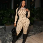 Retro Jumpsuit Women Sexy Slim Fit Moon Print Long Sleeve Tight Leggings Round Neck Versatile Casual Wear Autumn Fashion - Image 2