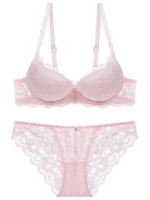 1 Set Elegant Lace Embroidery Breathable Fabric Lingerie Set Push-Up Bra Drop Waist Sheer Panty - Ultimate Valentine's Day - Image 2