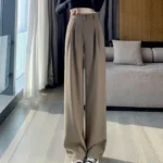 Elegant Wide Leg Pants Women Korean Style High Waist Black Baggy Pants Office Ladies Fashion Loose Suit Trousers Streetwear - Image 3