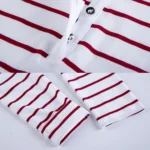 Flip collar striped t-shirt for women's spring and autumn new fashionable long sleeved polo shirt for women's pure cotton shirt - Image 5