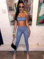 Sisterlinda Women Backless Tracksuit Dot Print Sexy 2 Piece Set Halter Tank Tops+Leggings Matching Streetwear Stretch Outfits - Image 2