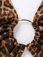 Leopard Printed Sexy Halter Crop Top Women Camis Backless Bandage Lace Up Sequins Metal Ring Tank Top 2023 Party Club Bustier - Image 6