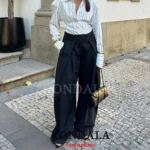 KONDALA Casual Chic Wide Leg Pants Women Office Lady Pockets Pleated Long Trousers Fashion 2026 Spring Summer Streetwear Pants - Image 5