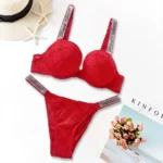 Victoria's Secret Women's Sexy Lace Bralette Bra and Panty Set Lingerie Set Heart Pattern Trim Stretchy Breathable underwear Set - Image 6