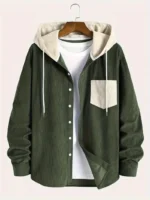 The 2025 new fashion trend spring and autumn corduroy hooded jacket is comfortable and casual for daily commuting for men - Image 3