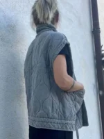2024 Spring Women's New Patch Pocket Stand-up Collar Sleeveless Padded Vest Coat Warm Cotton Tank Coat Female Padded Coat - Image 3