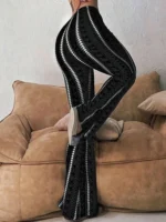 Women Pants Retro Print Flared Leggings Sexy Slim Fit Casual Pants Street Style 2025 Spring Summer Fashion Long Trousers - Image 2